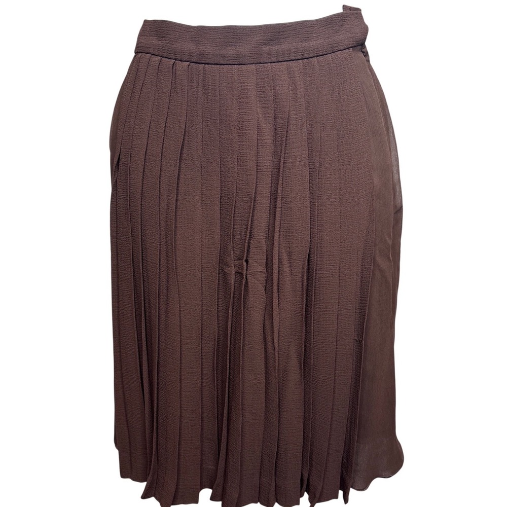 VTG 80s VALENTINO BOUTIQUE Brown Pleated Knee Length Skirt 6 Classic Old Money